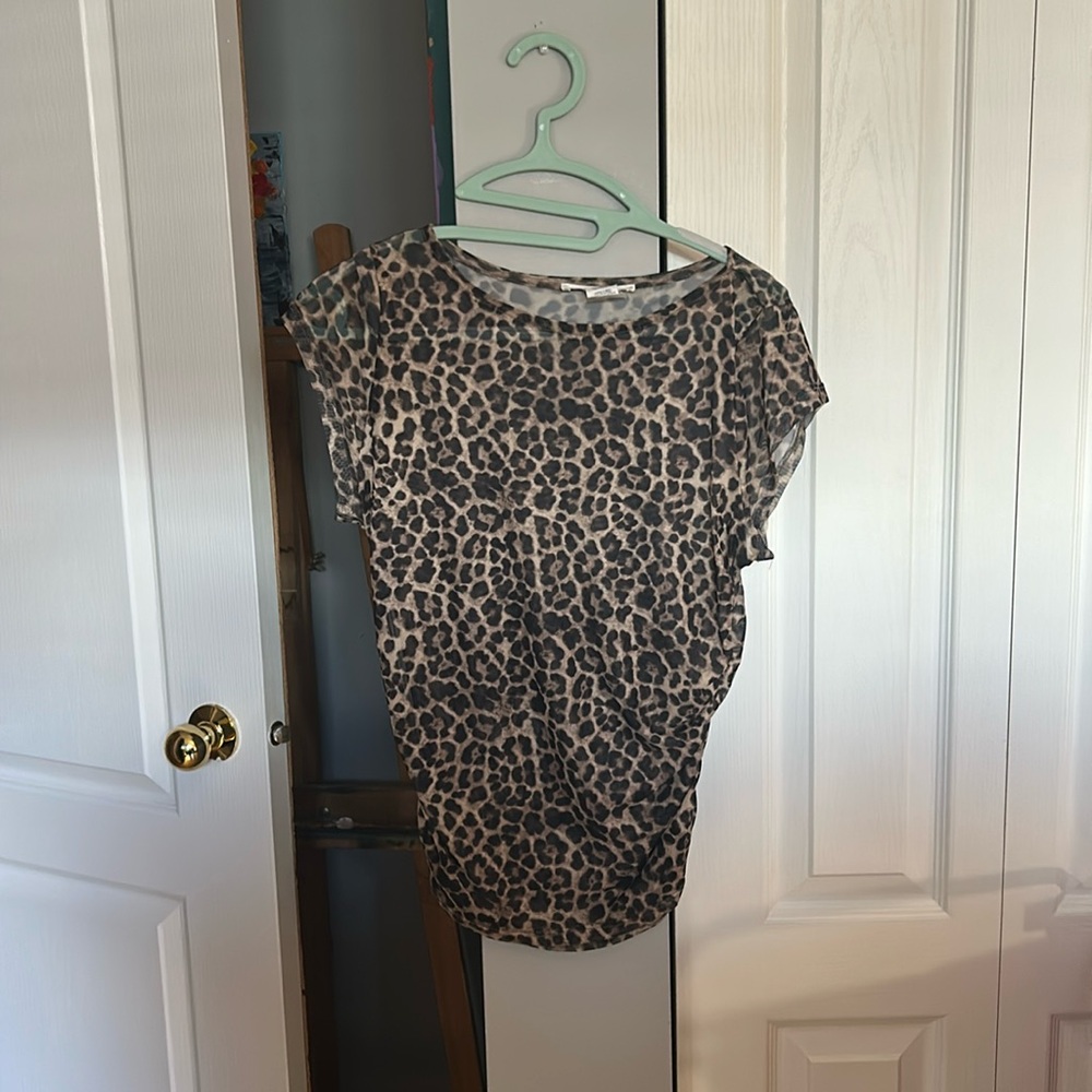 Caution To The Wind Leopard Print Sheer Top